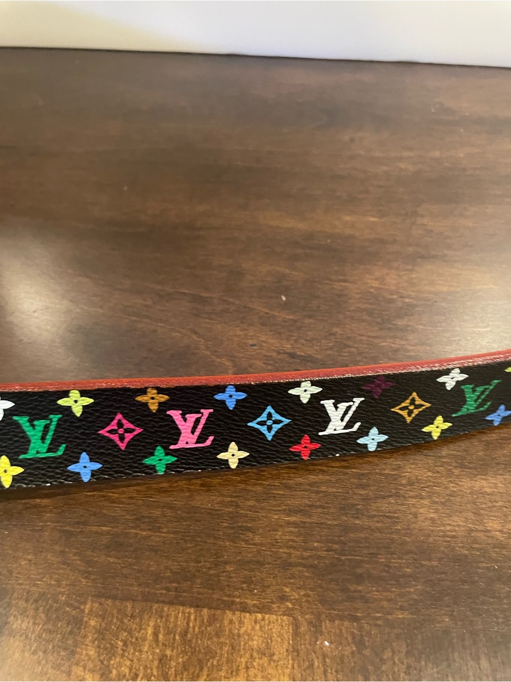 Louis Vuitton Multicolor Monogram Black Canvas Belt with Gold Buckle. Size 90/36 - Picture 6 of 10